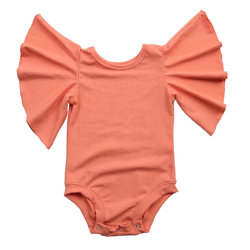 Newborn Baby Ribbed cotton Adorable Solid Color Newborn Baby Clothes Organic Baby Bell Short Sleeve Romper Jumpsuit