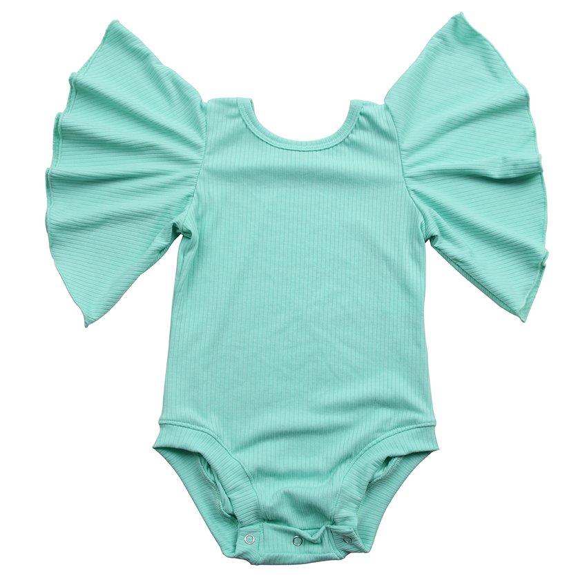 Newborn Baby Ribbed cotton Adorable Solid Color Newborn Baby Clothes Organic Baby Bell Short Sleeve Romper Jumpsuit