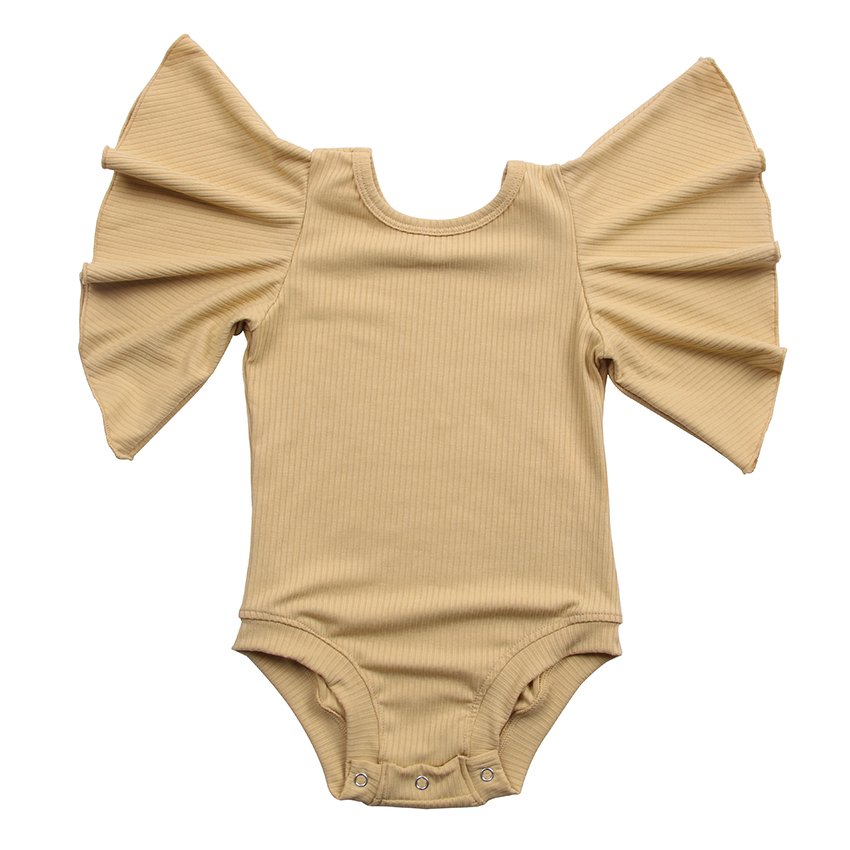 Newborn Baby Ribbed cotton Adorable Solid Color Newborn Baby Clothes Organic Baby Bell Short Sleeve Romper Jumpsuit