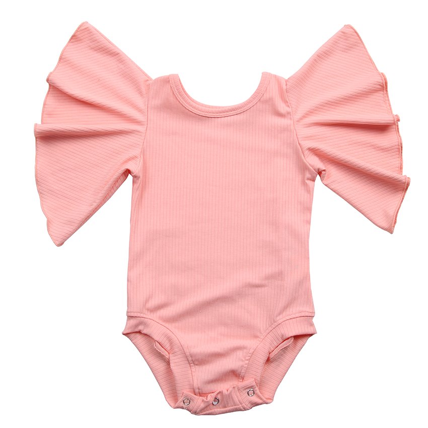 Newborn Baby Ribbed cotton Adorable Solid Color Newborn Baby Clothes Organic Baby Bell Short Sleeve Romper Jumpsuit