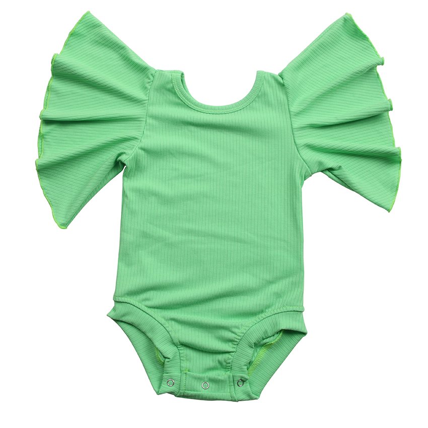 Newborn Baby Ribbed cotton Adorable Solid Color Newborn Baby Clothes Organic Baby Bell Short Sleeve Romper Jumpsuit