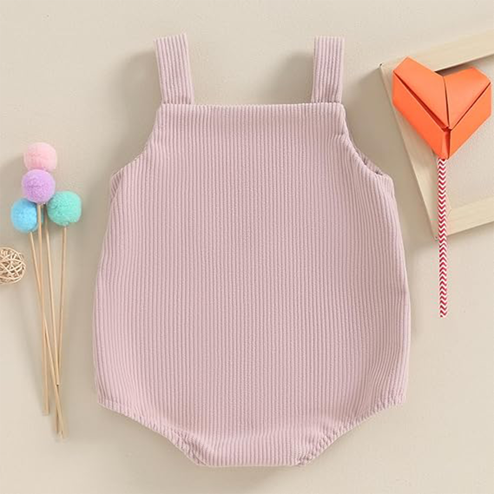 Baby Boy Girl Valentines Day Clothes Heart Print Sleeveless Knit Corduroy One Piece Jumpsuit Outfit Skin Friendly Baby Romper