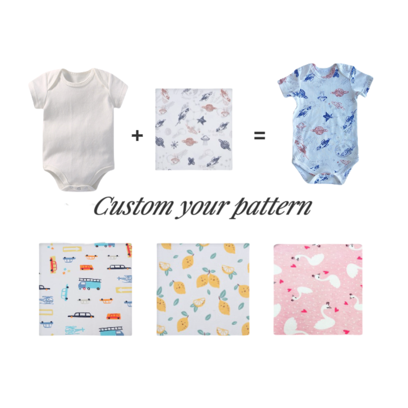 Wholesale new born baby boy and girl clothes cotton summer short sleeve baby onesie clothing custom print newborn baby rompers