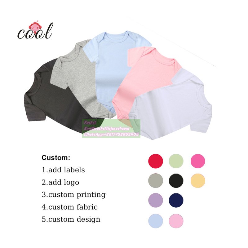 Wholesale new born baby boy and girl clothes cotton summer short sleeve baby onesie clothing custom print newborn baby rompers