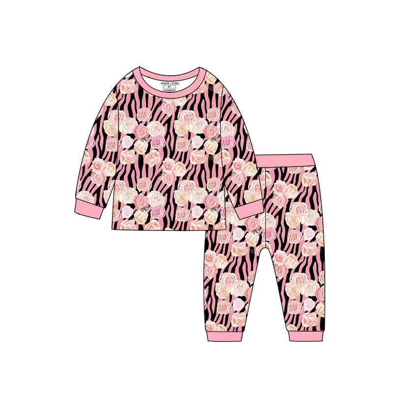 Classic Design Customize Newborn Print Baby Clothes Lovely 2 pieces Long Sleeve PJs 100% Cotton Bamboo Fabric Baby Romper Set