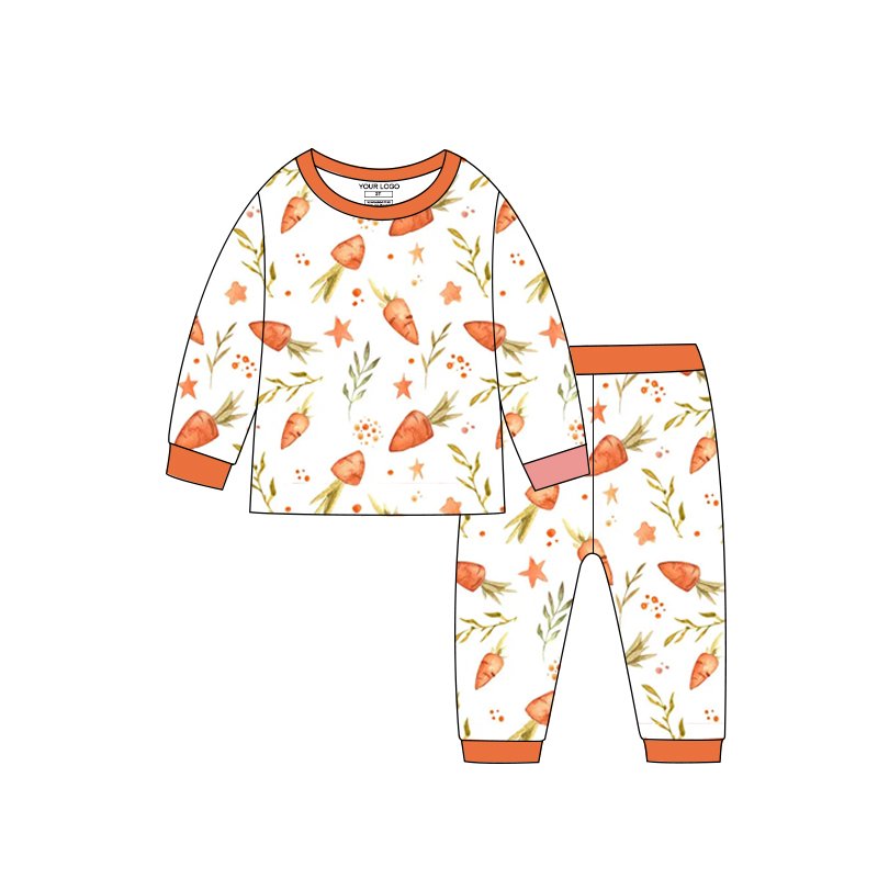 Classic Design Customize Newborn Print Baby Clothes Lovely 2 pieces Long Sleeve PJs 100% Cotton Bamboo Fabric Baby Romper Set
