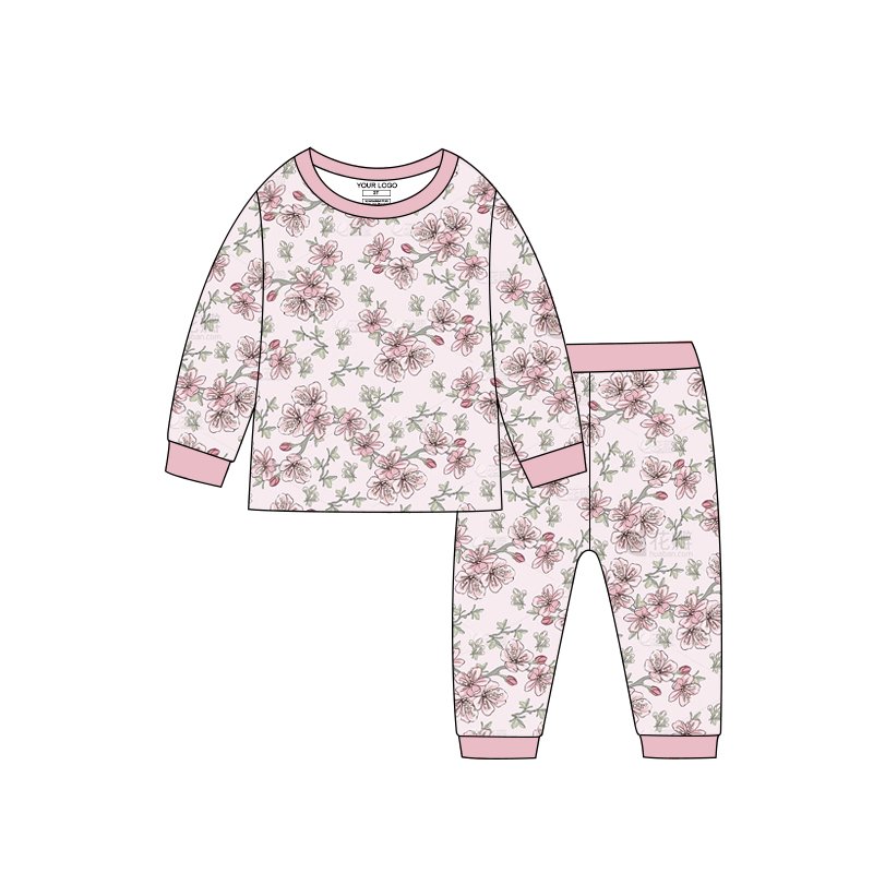 Classic Design Customize Newborn Print Baby Clothes Lovely 2 pieces Long Sleeve PJs 100% Cotton Bamboo Fabric Baby Romper Set