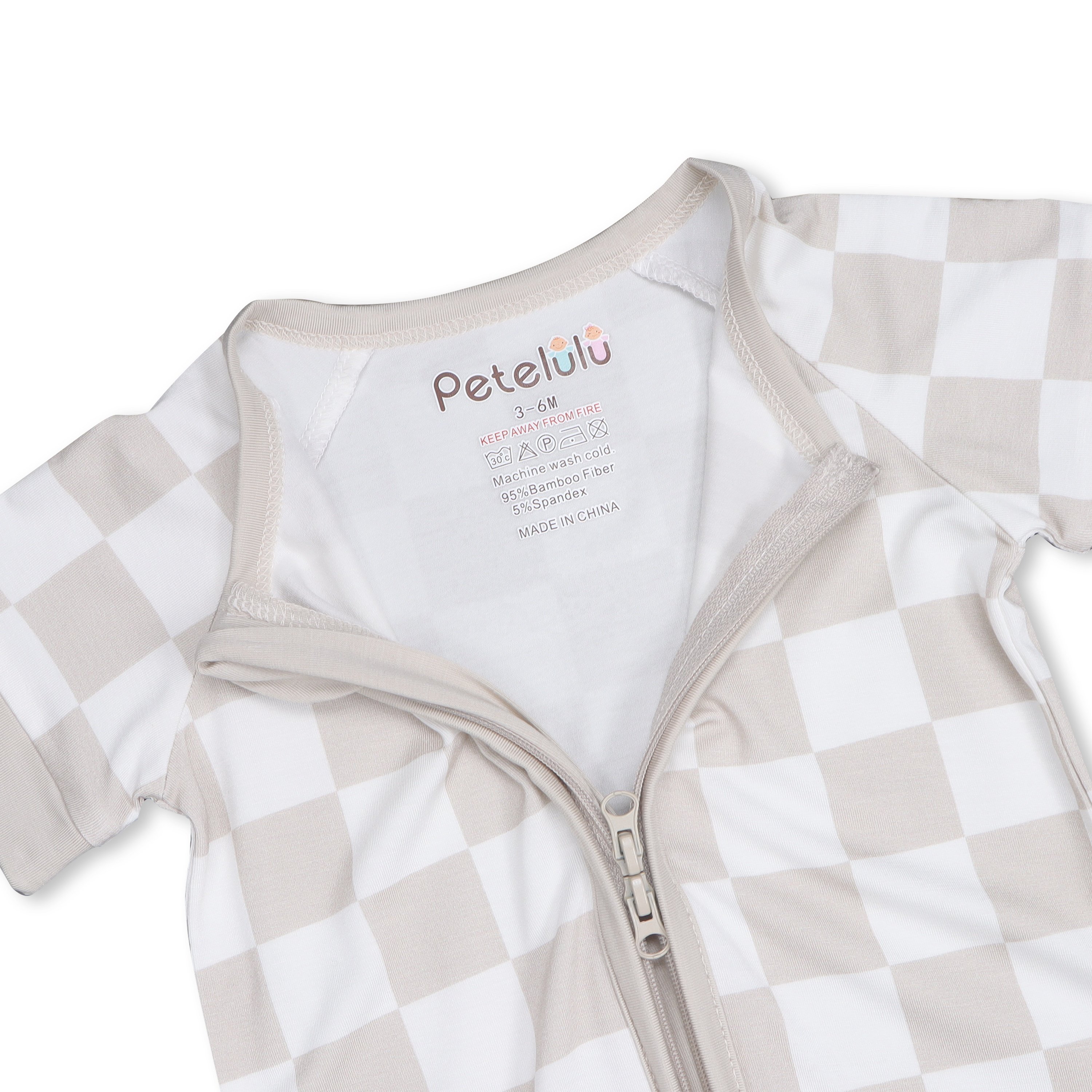 PETELULU Unisex Summer Baby Rompers Bamboo Baby Clothing Jumpsuits Short Sleeve Bamboo Baby Romper Zipper Pajamas Plain Fabric