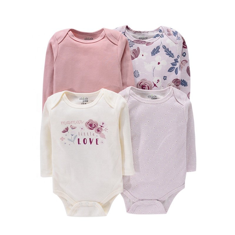 100% cotton 4 piece set baby onesie long sleeve boys rompers newborn bodysuit baby rompers(old)