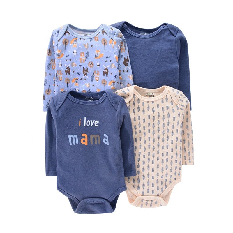 100% cotton 4 piece set baby onesie long sleeve boys rompers newborn bodysuit baby rompers(old)