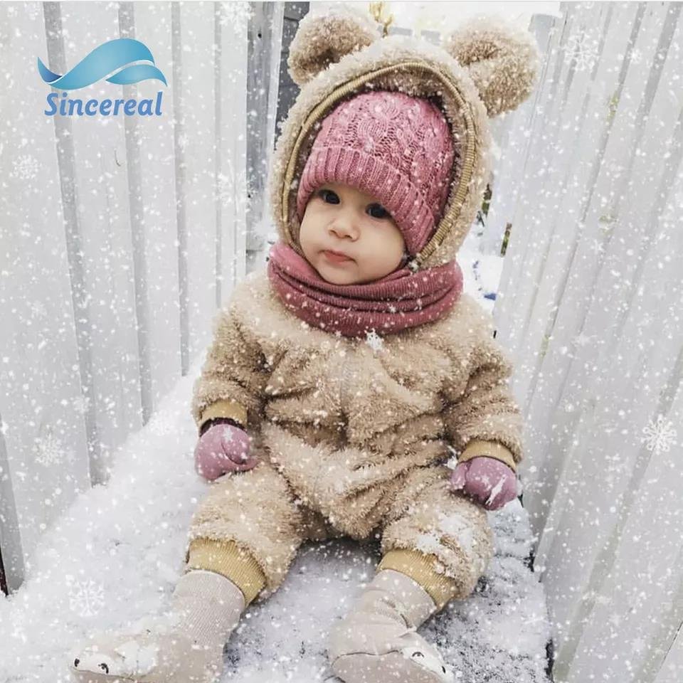 Custom Baby Onesie Clothes Knitted Bodysuit Long Sleeve Newborn Baby Clothes Winter Warm Fleece Baby Romper