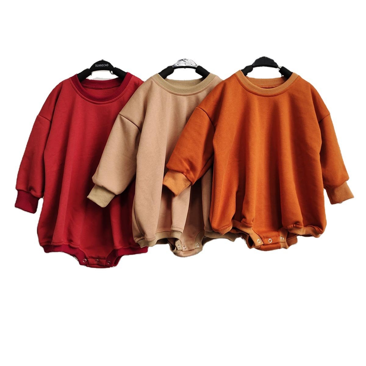 Custom Fall Winter Boy Girls Long Sleeve Cozy Romper Baby Oversized Sweatshirt Romper