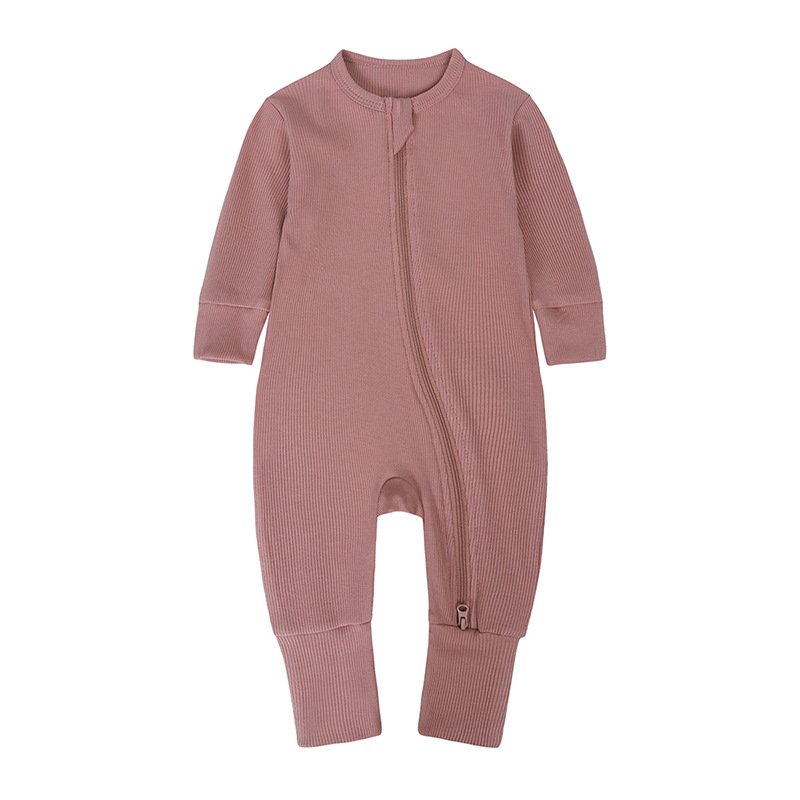 Baby rompers girl Newborn clothes solid color baby pit stripe onesie fall wrapped hands and feet crawling clothes baby onesies