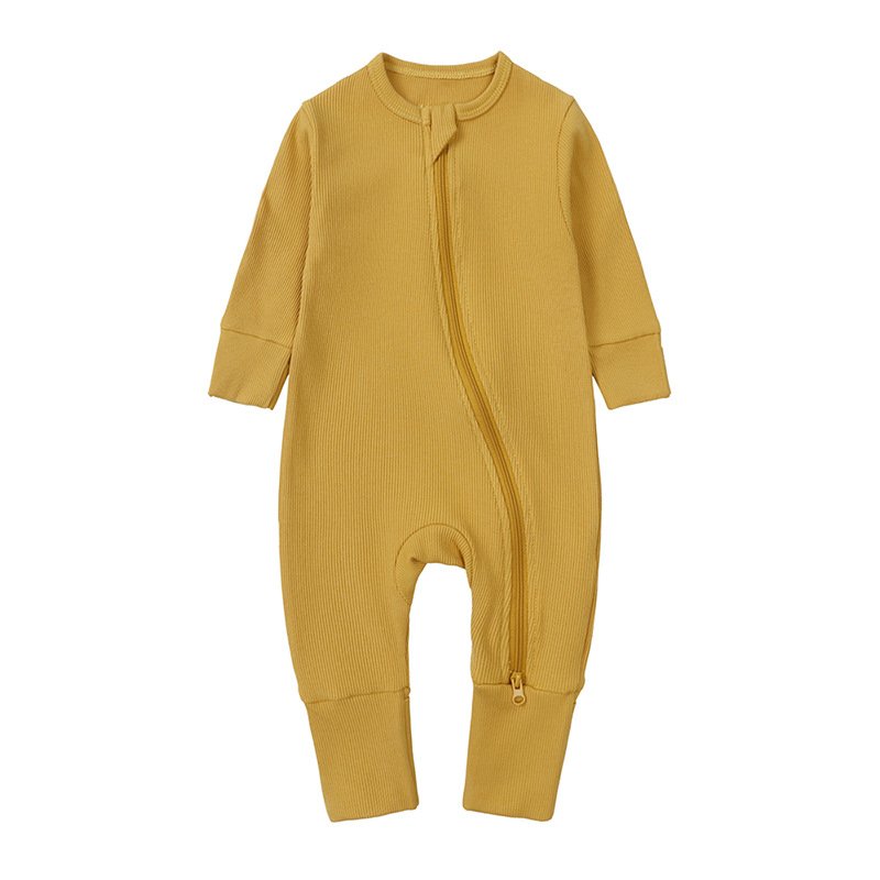 Baby rompers girl Newborn clothes solid color baby pit stripe onesie fall wrapped hands and feet crawling clothes baby onesies