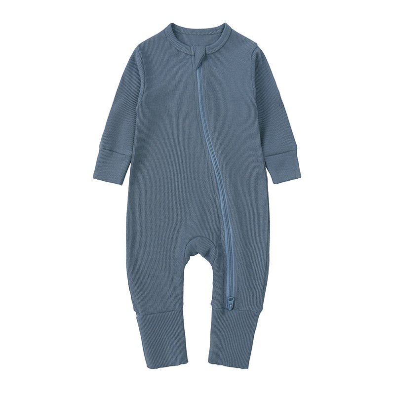 Baby rompers girl Newborn clothes solid color baby pit stripe onesie fall wrapped hands and feet crawling clothes baby onesies