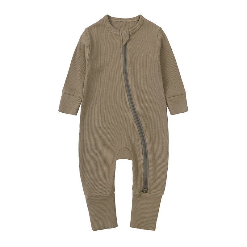 Baby rompers girl Newborn clothes solid color baby pit stripe onesie fall wrapped hands and feet crawling clothes baby onesies