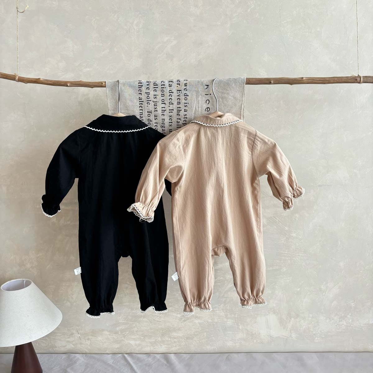 Wholesale 2024 Fall Baby Clothing Fashion Lapel Solid Color Long-Sleeved Baby Rompers