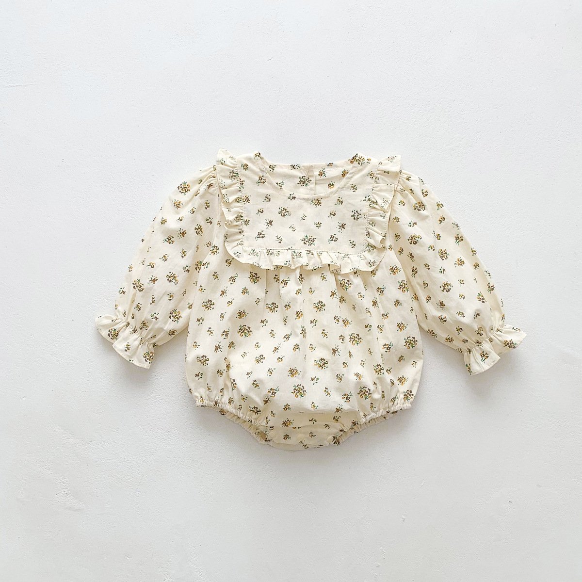 Wholesale 2024 Fall Baby Clothing Fashion Floral Lotus Collar Long-Sleeved Baby Rompers