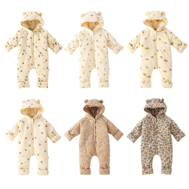 Hot Design Newborn Baby Rompers Winter Cotton Padded Thickened Three-layer Warm Outfit Winter Overalls For Children