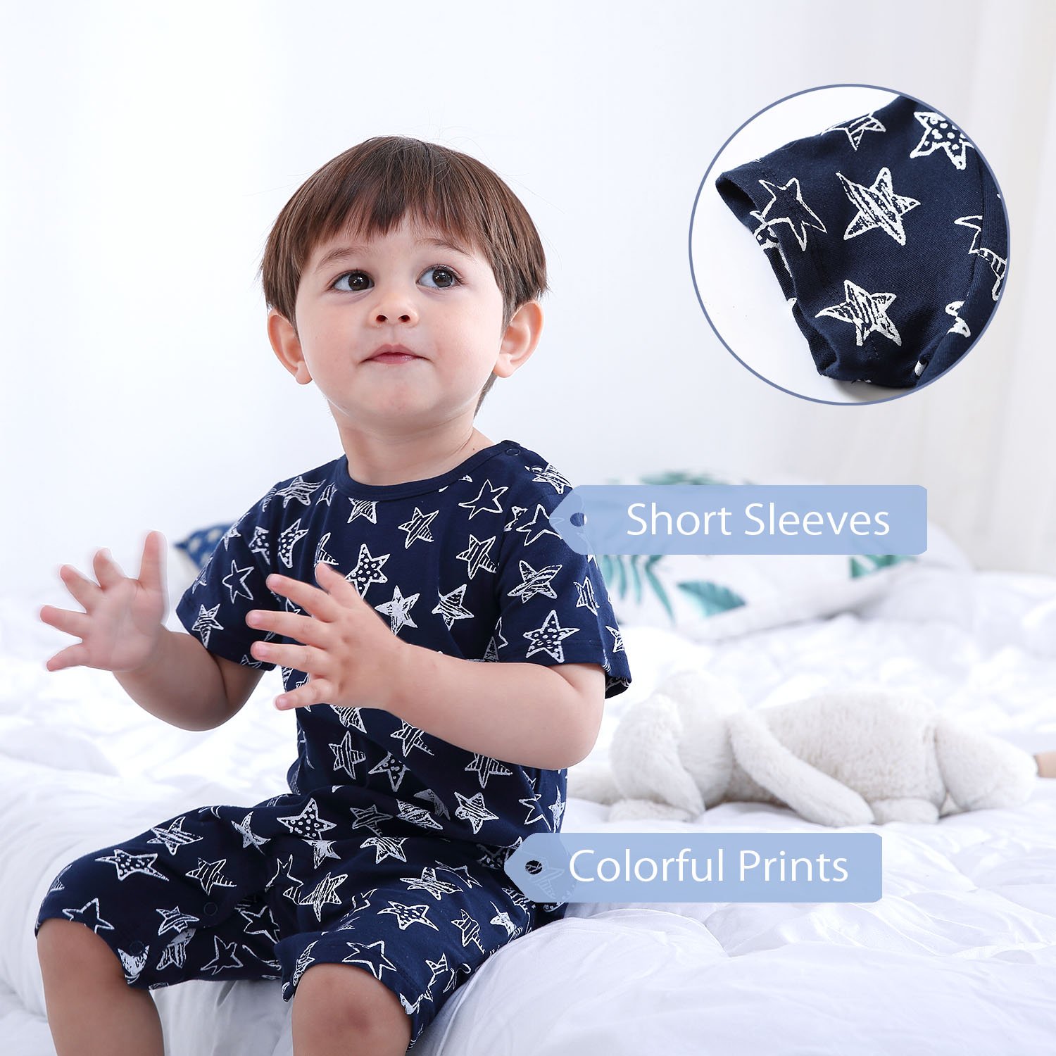 Gentleman baby boy romper clothes soft baby clothing with star and rocket short sleeve baby bodysuit clothes