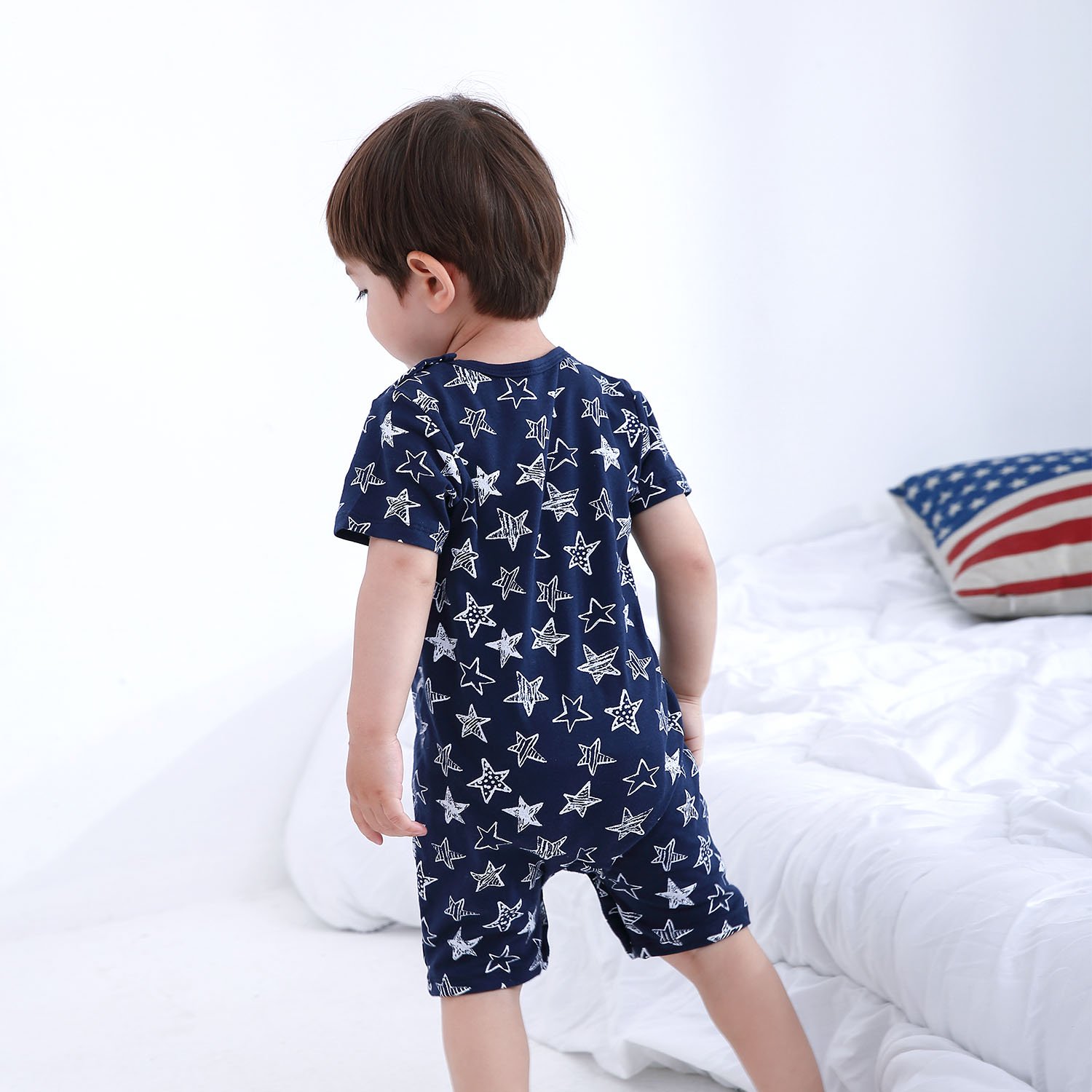 Gentleman baby boy romper clothes soft baby clothing with star and rocket short sleeve baby bodysuit clothes