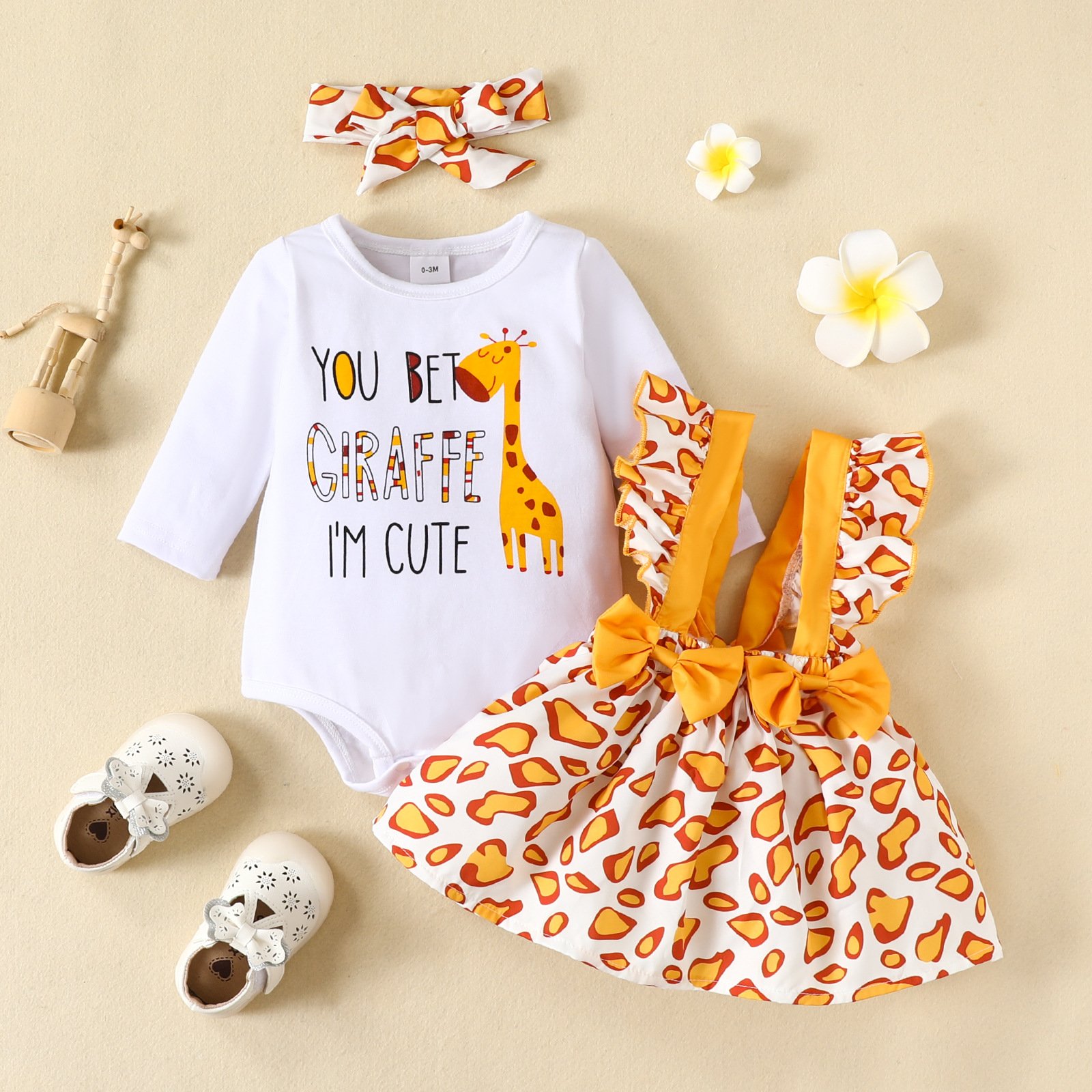 Latest Design High Quality Infant Baby Romper Clothes 3 Pcs Set Frogsuit Baby Clothes Long Sleeved Bow Baby Dress Girls