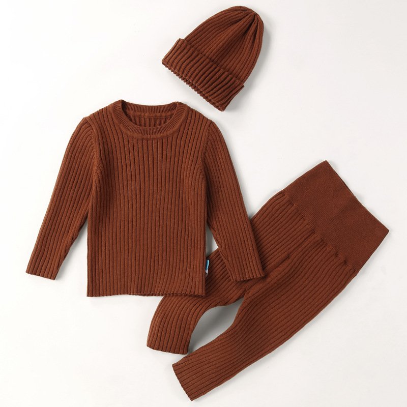 New Baby Clothes Winter Knitted Sweater Clothing With Hat Toddler Baby Romper Infant Kids Clothes Set