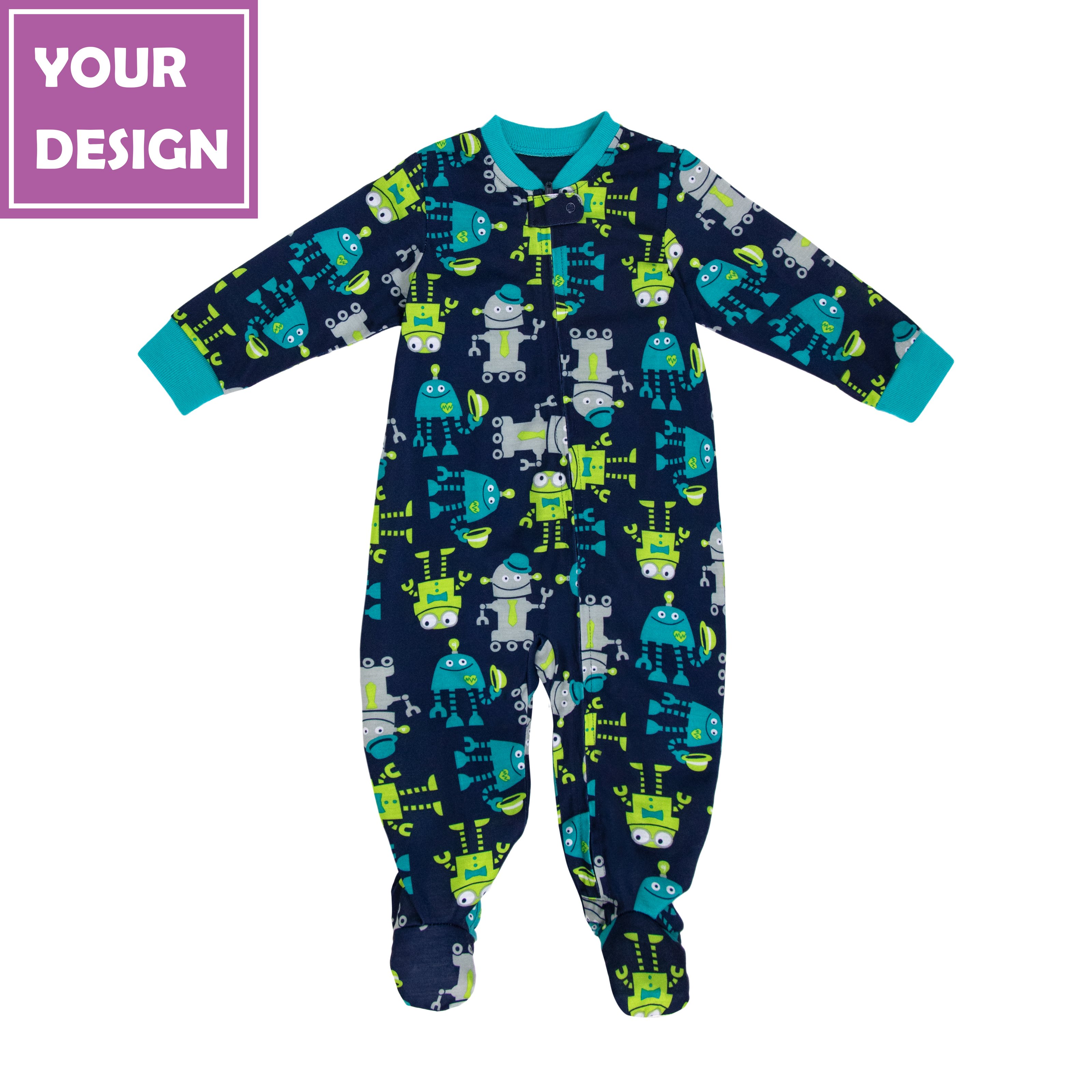 Boy Sky Blue Monkey Pajamas Kids Clothes Newborn Print One Piece Custom Baby Romper for Kids