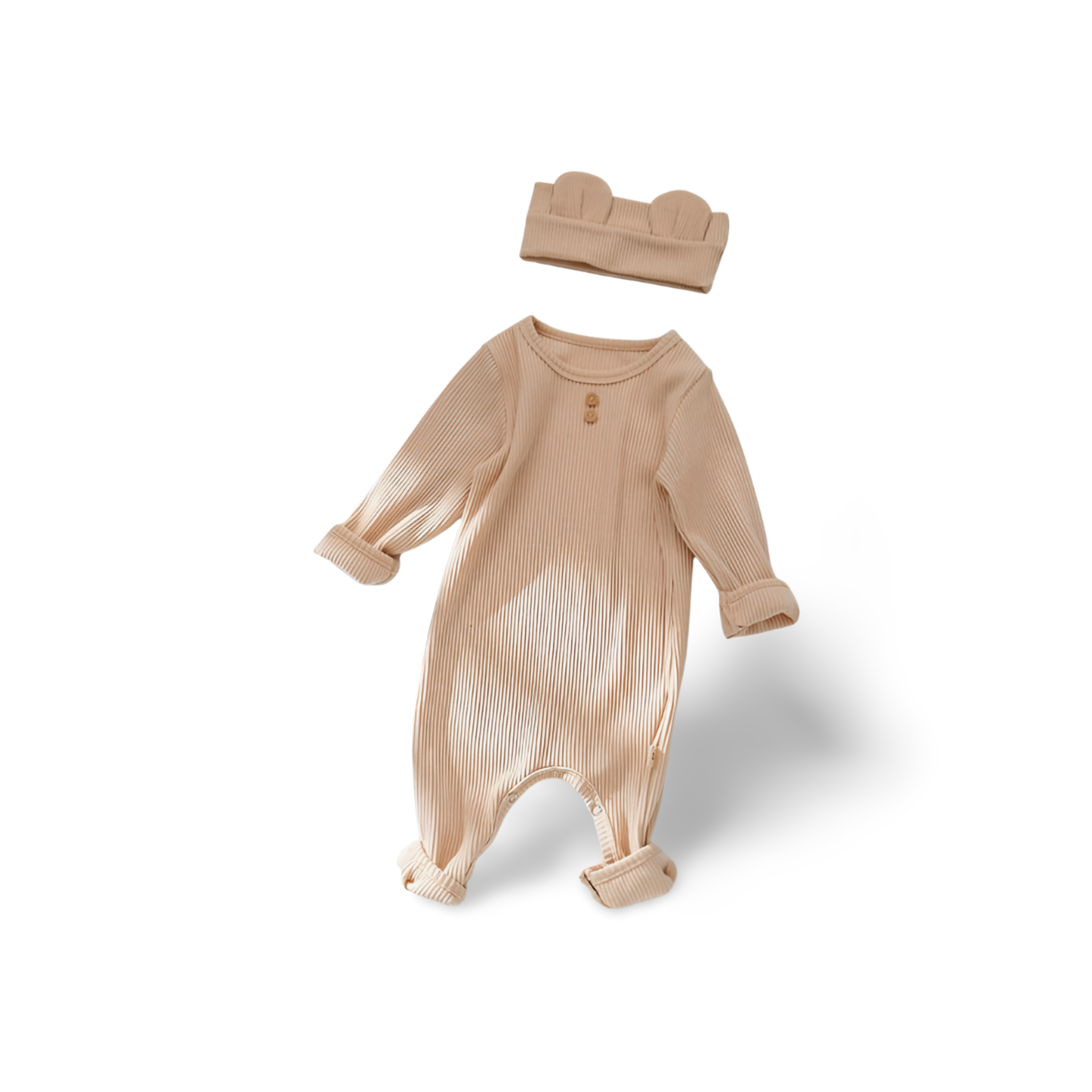 2024 Fall Korean Style Cotton Ribbed Long Sleeve Bodysuit Baby Romper Set Cotton Baby Boys Newborn Romper with Headband