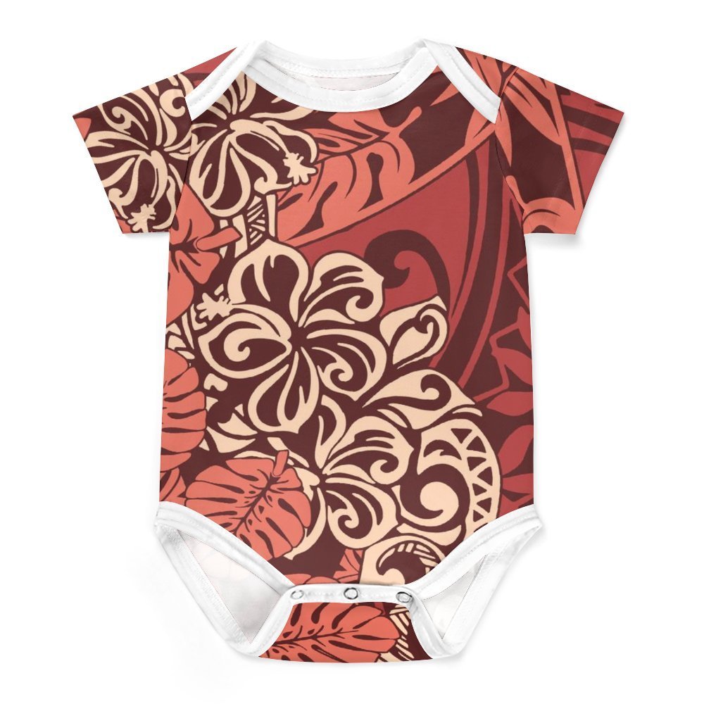 Cute Polynesian Design Baby Boys Girls Jumpsuit Bodysuit Soft Baby Clothing Custom Printed Sleepsuit Infant Baby Romper