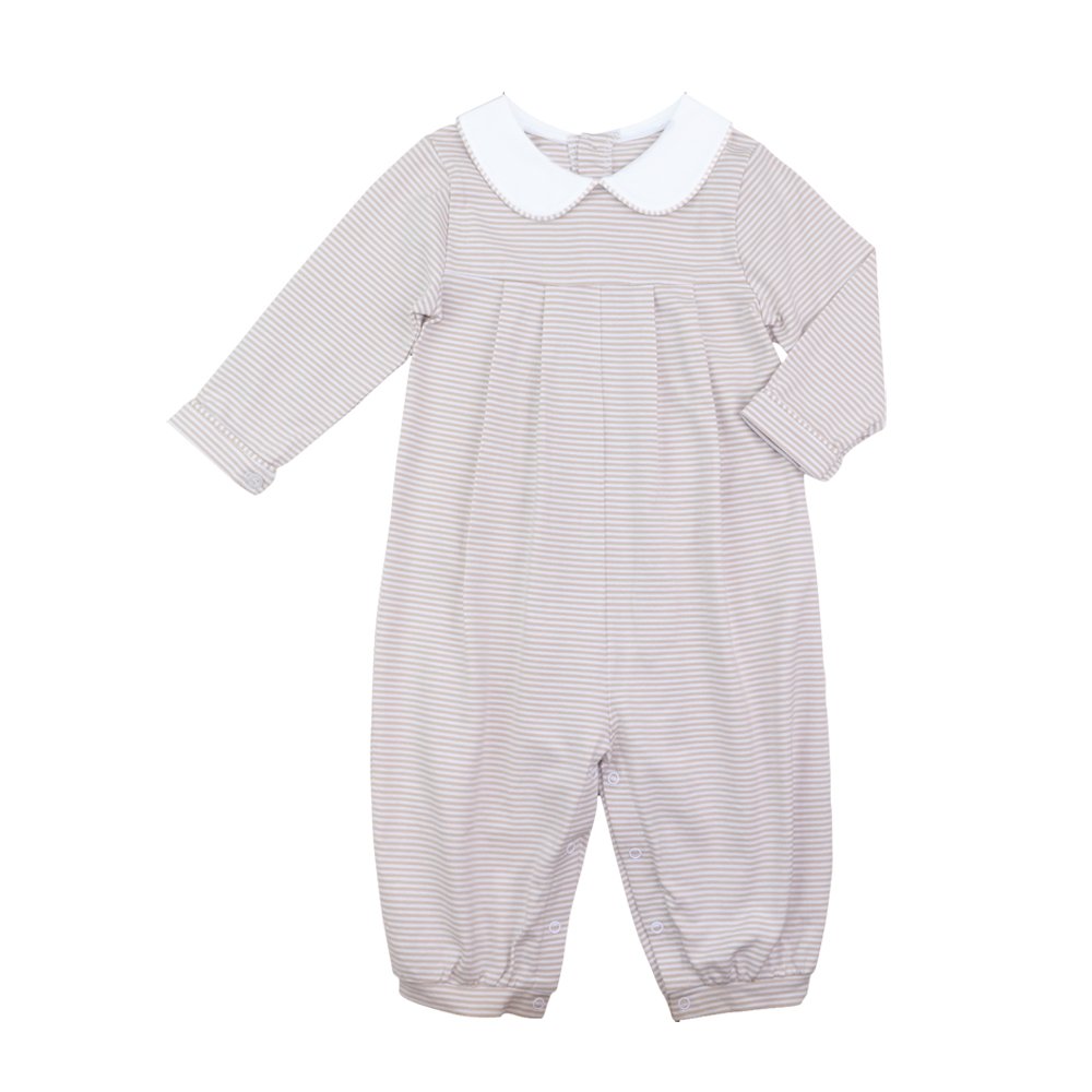 2024 winter khaki stripe knitted cotton baby romper personalized peter pan collar newborn toddler baby boy clothes
