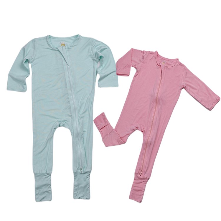 New Hot Custom Baby Clothes Long Sleeves 95% Bamboo Viscose 5% Spandex Newborn Baby Onesie Blank Zipper Baby Rompers