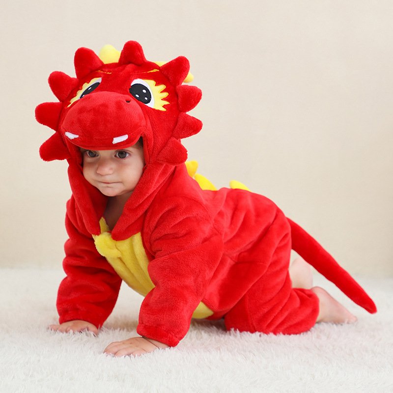 Wholesale Infant Baby Boys Jumpsuits Hooded Cute Animal Print Soft Flannel Long Sleeve Romper Baby Rompers
