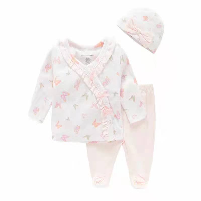 Baby Rompers Newborn Winter 3 Piece Girl Cotton Toddler Jumpsuit Baby Rompers for Boy Girl Autumn Baby Romper Pants and Hat Set