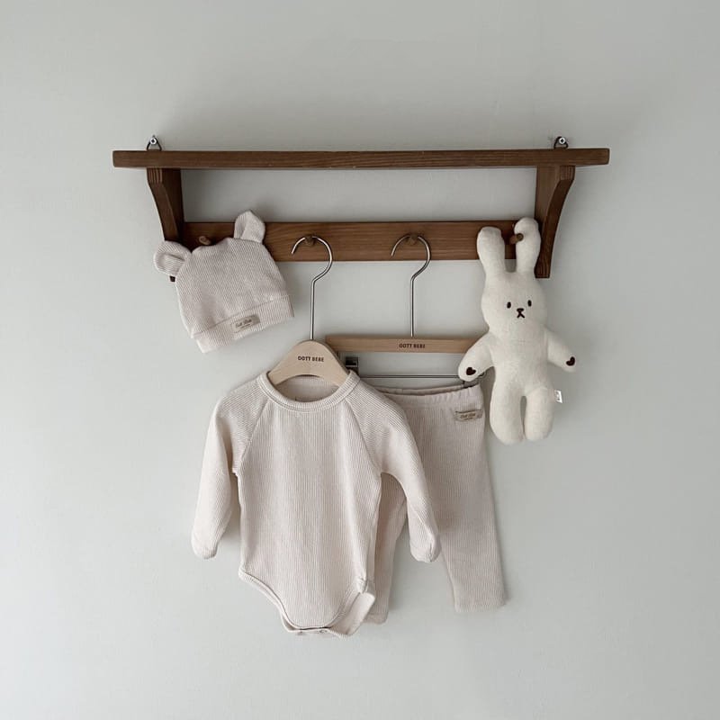Newborn Baby Clothes With Hat Infant Solid Color Ribbed Cotton Long Sleeved Romper Pants 3PCS sets