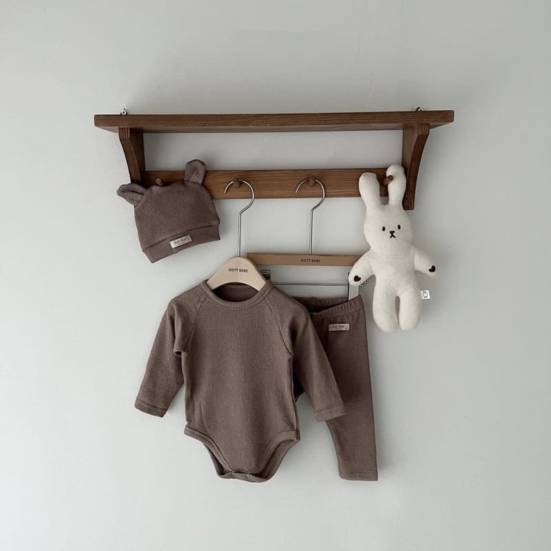 Newborn Baby Clothes With Hat Infant Solid Color Ribbed Cotton Long Sleeved Romper Pants 3PCS sets