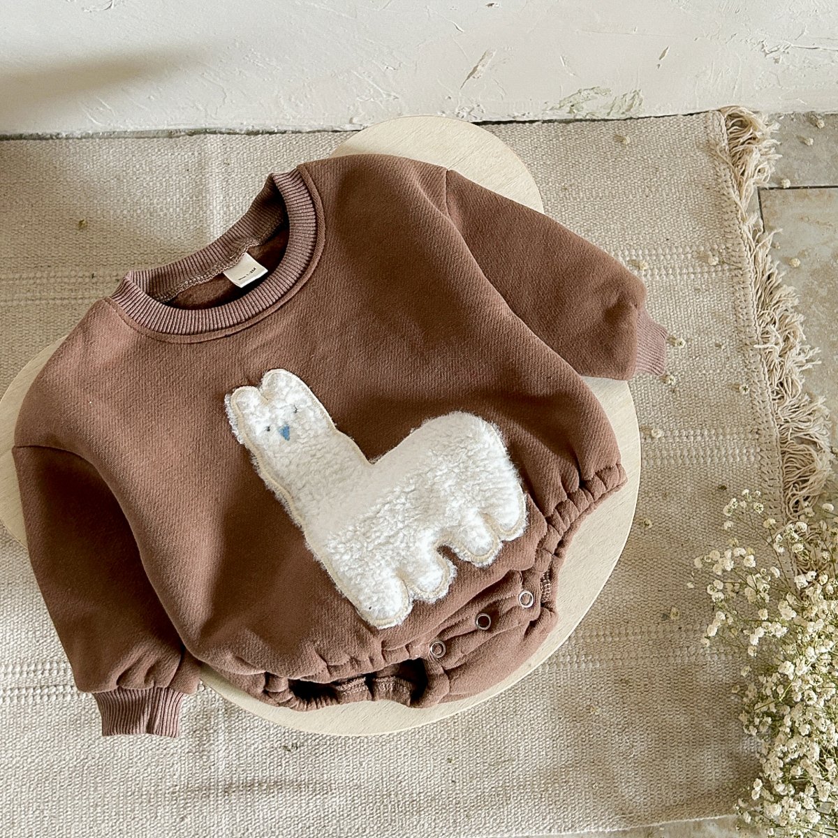 Winter Baby Sheep Wool Jumpsuit Infant Warm Long Sleeve Romper Clothes