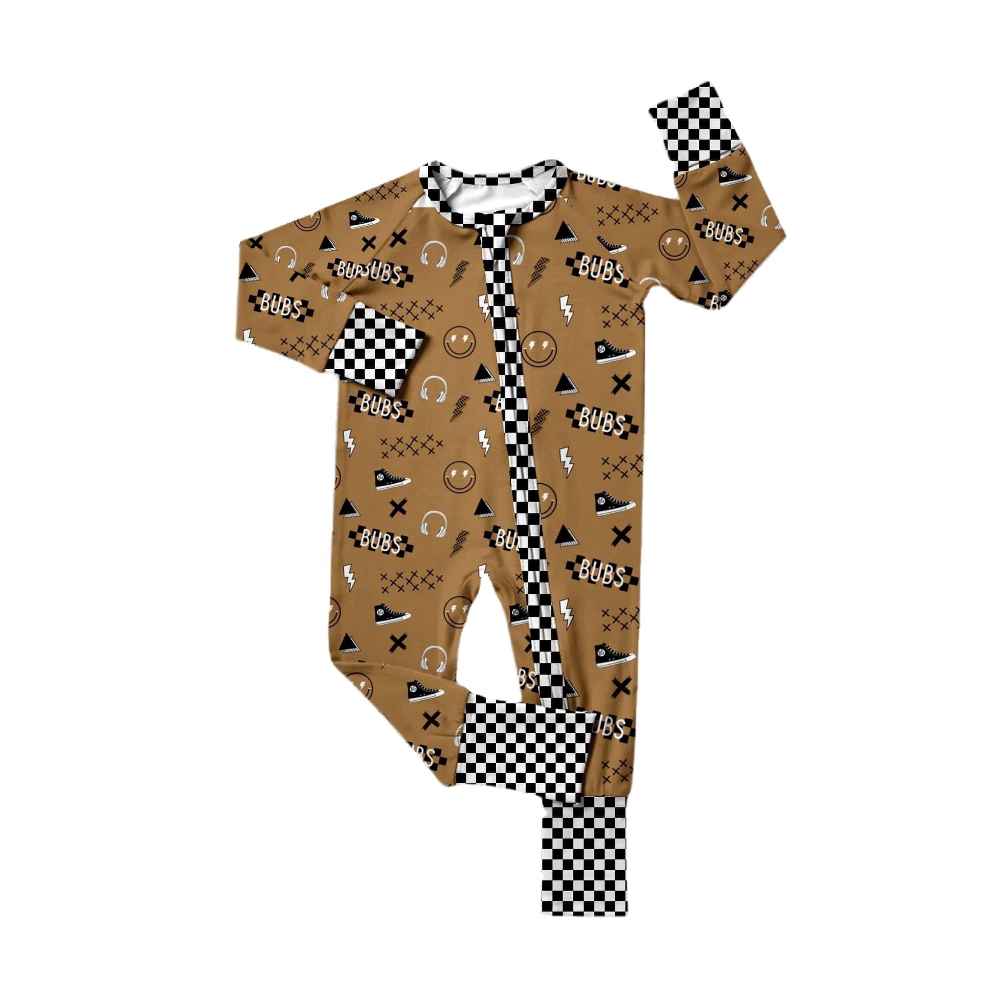 Eco-Friendly Halloween Custom bamboo viscose baby boy zipper pajamas