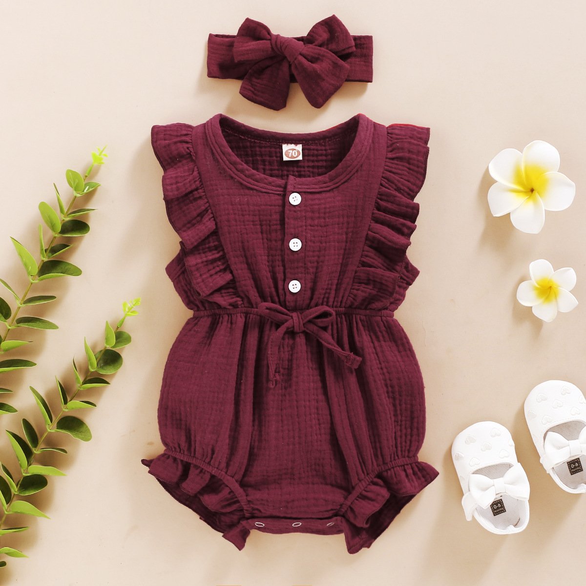 OEM Flounced Sleeve Infant Toddler Triangle Rompers Baby Flutter Ruffle Sweatshirt Onesie Kid Knitting Baby Rompers Home Wear