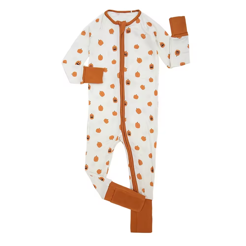 Wholesale New Arrival Products Organic Bamboo Fabric 100% Cotton Custom Printing Newborn Infant Autumn Long Sleeve Baby Rompers