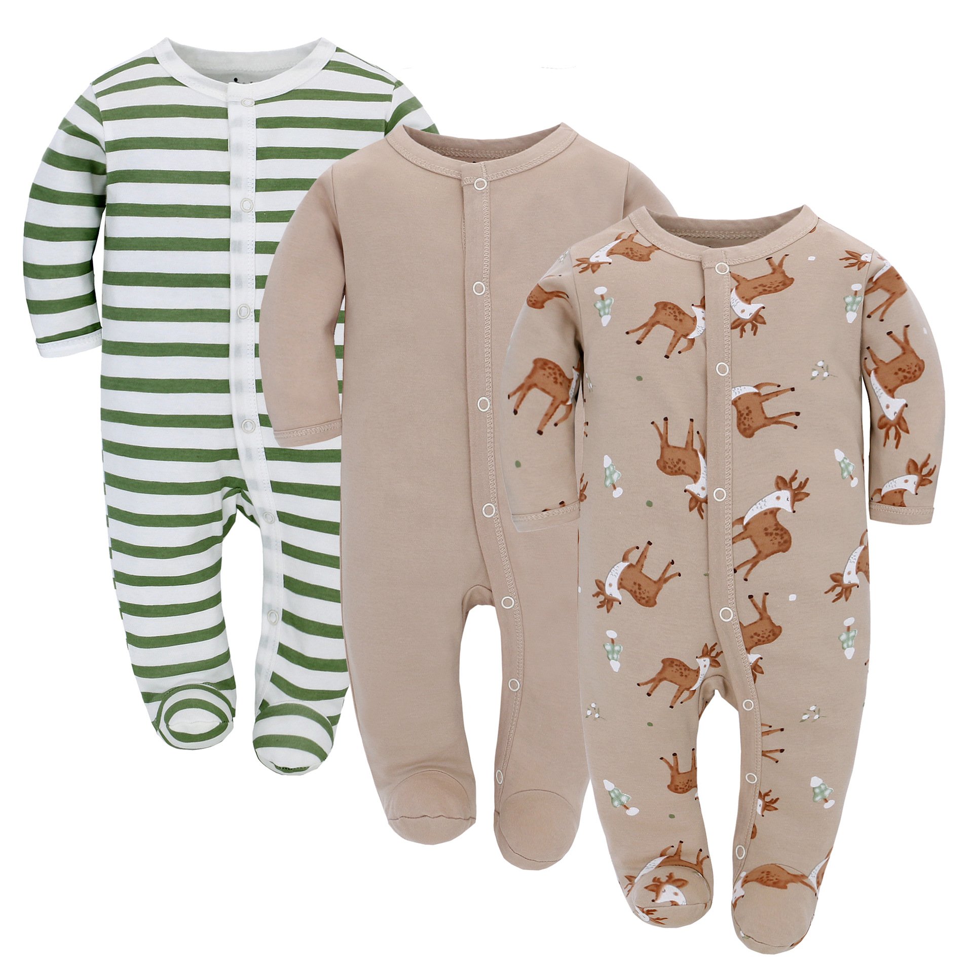 Unisex Baby Jumpsuit with Long Sleeves Cute Print Cotton Clothes for Boys Girls for Spring Autumn with Feet Climbing Feature