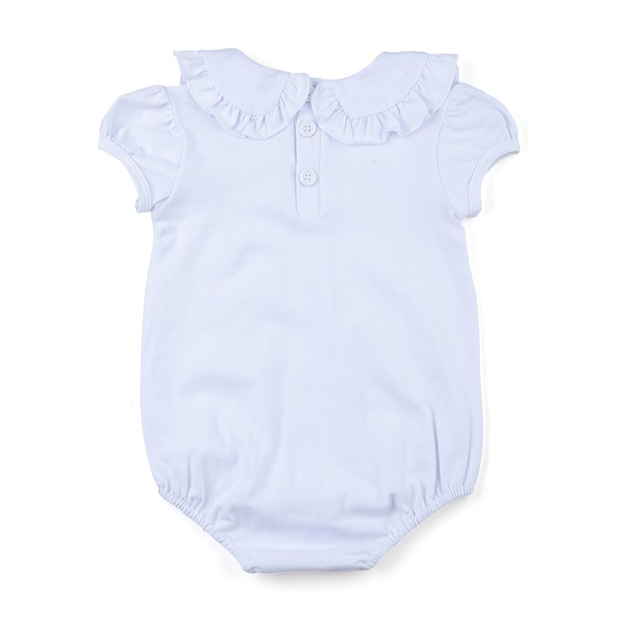 Personalized Baby Clothes Infant Girl Romper Blank Cotton Ruffle Collar New Born Baby Girl Bubble Toddler Girl Cup Sleeve Onesie
