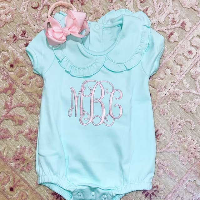 Personalized Baby Clothes Infant Girl Romper Blank Cotton Ruffle Collar New Born Baby Girl Bubble Toddler Girl Cup Sleeve Onesie