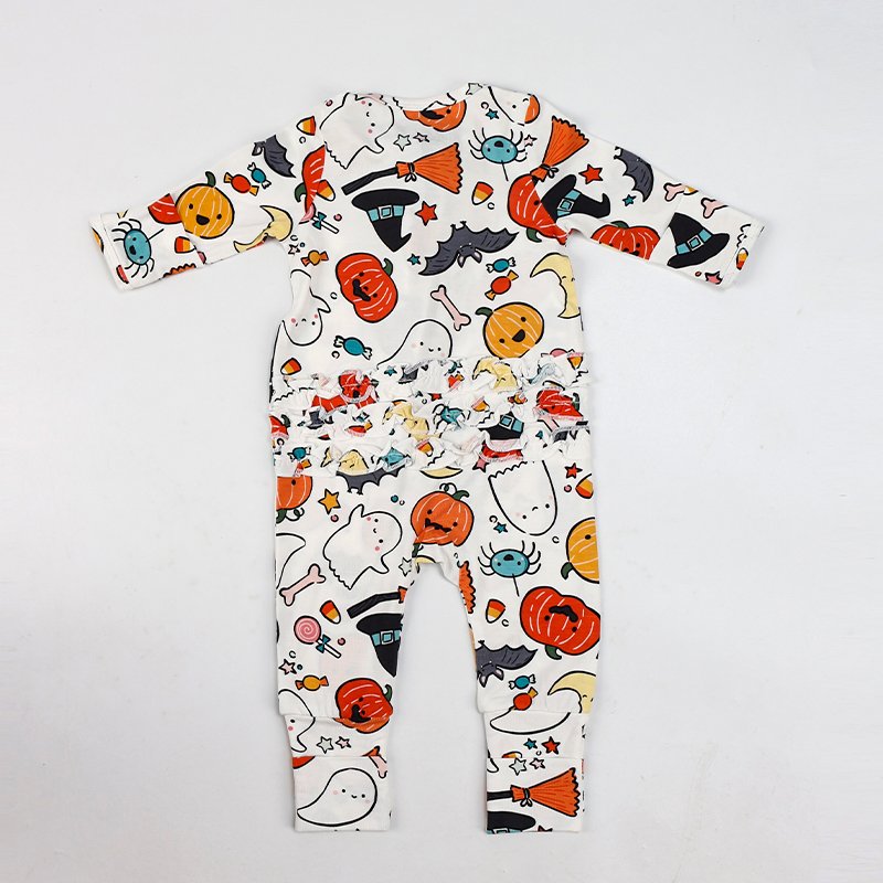 Organic Eco-friendly organic Bamboo baby lace romper Eco-friendly ruffle onesie baby romper zipper baby sleeper