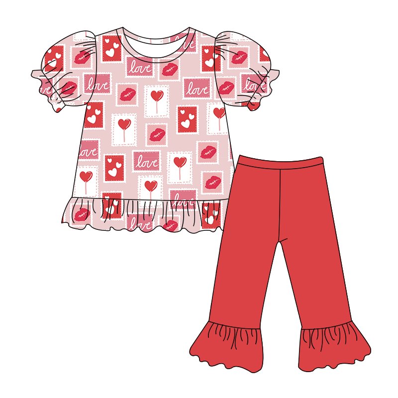 Customized OEM Girls' clothing collection Bamboo Fabric Baby Romper Valentine's Day pattern Kids Jumpsuit Girls Pajamas