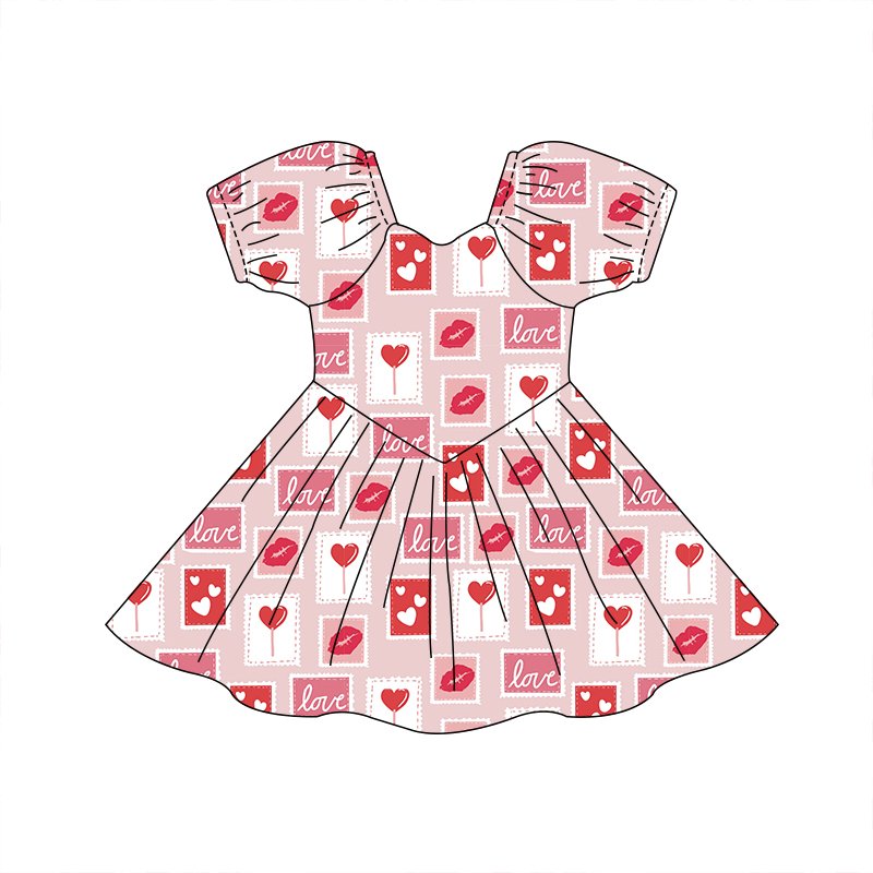 Customized OEM Girls' clothing collection Bamboo Fabric Baby Romper Valentine's Day pattern Kids Jumpsuit Girls Pajamas