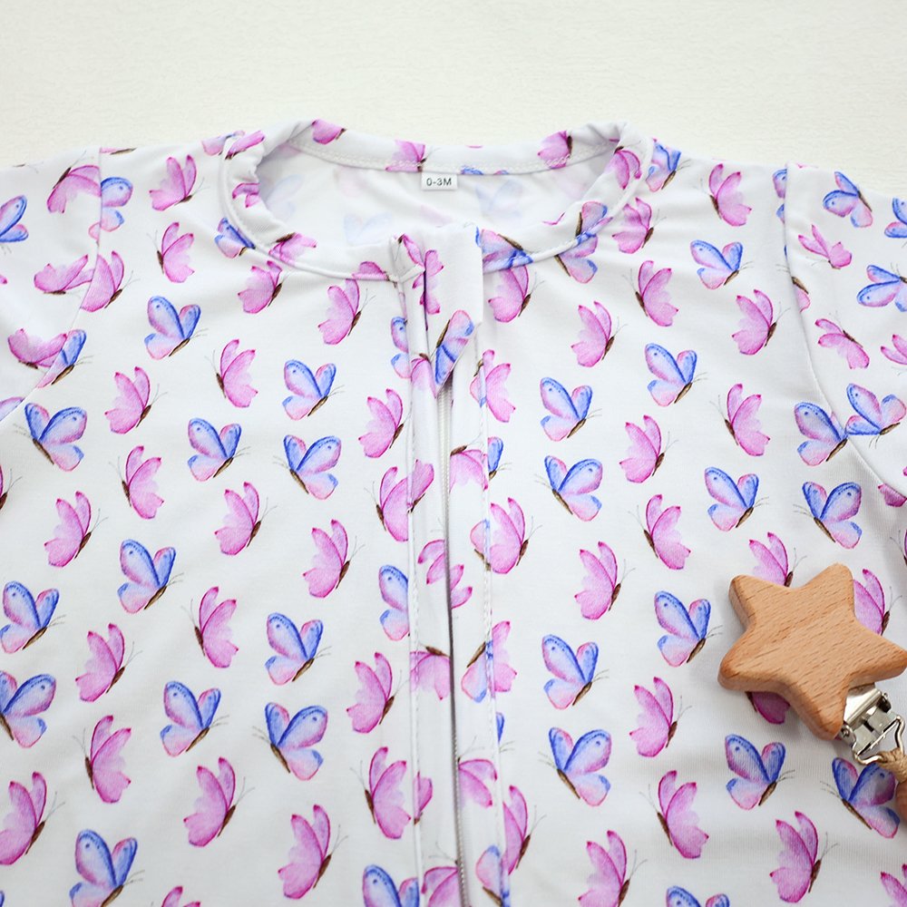 Summer soft newborn comfortable short sleeve zipper butterfly printing newborn baby romper