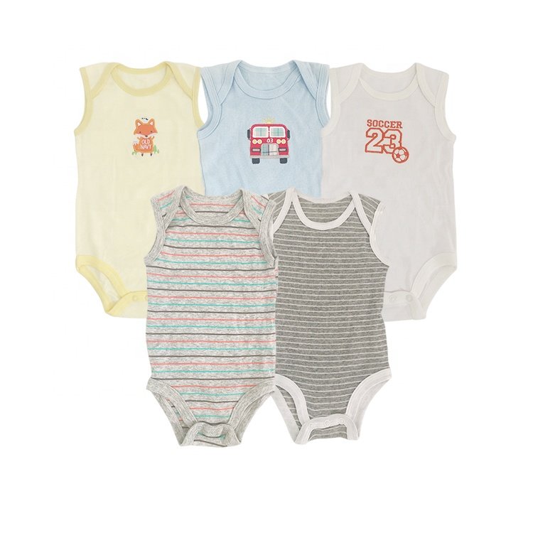 mix design 5 pack newborn infant sleeveless onesie boy girl cotton summer baby romper clothes