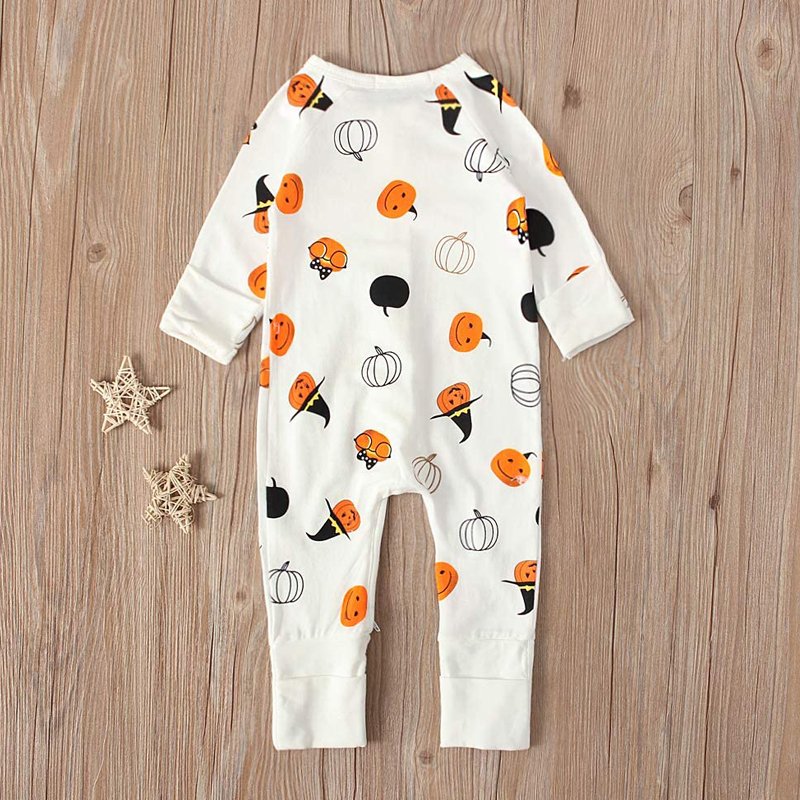 Wholesale Halloween Long Sleeve Print Toddler Clothes Baby Pajamas Zipper Newborn Baby Romper