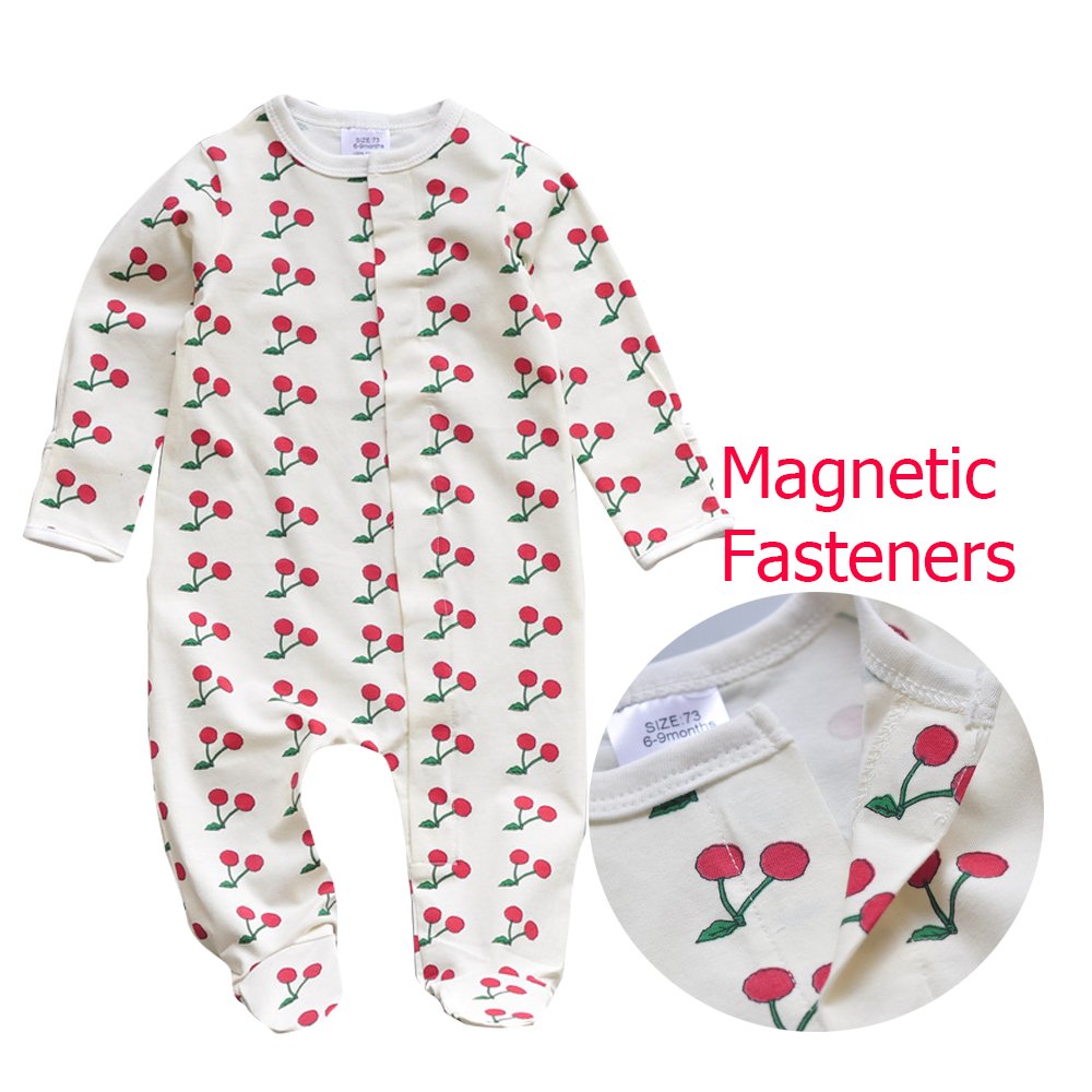Custom magnetic baby pajamas unisex infant bodysuit baby romper footie organic cotton magnetic baby onesie